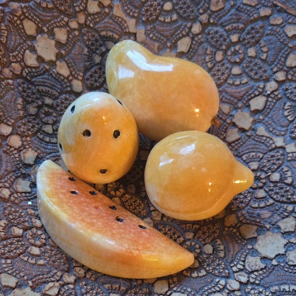 Vintage Mid-Century Italian Alabaster Stone Marble Fruits